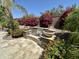 Inviting backyard water feature surrounded by vibrant bougainvillea at 562 E Vesper Trl, Queen Creek, AZ 85140