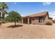 Backyard showcasing rock landscaping, mature trees, and a glimpse of the covered patio at 15032 N 54Th Pl, Scottsdale, AZ 85254