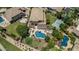 Incredible backyard with a sparkling pool, putting green, sport court, and meticulously manicured lawn at 4463 S Oregon Ct, Chandler, AZ 85248