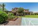 This sprawling backyard features a sport court and an outdoor garden, great for recreation and relaxation at 4463 S Oregon Ct, Chandler, AZ 85248