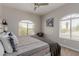 Bright bedroom with a queen bed, carpeted floors, and bright windows at 10030 W Indian School Rd # 215, Phoenix, AZ 85037