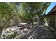 Charming patio with dining table and chairs under lush foliage and fruit trees at 1500 N Markdale -- # 68, Mesa, AZ 85201
