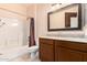 Bathroom with vanity, shower-tub combo, and modern fixtures at 16450 E Avenue Of The Fountain Ave # 11, Fountain Hills, AZ 85268