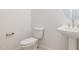 Modern half-bath features elegant pedestal sink and contemporary fixtures at 17743 W Onyx Ave, Waddell, AZ 85355
