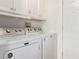 Bright laundry room with white cabinets above the washer and dryer at 2215 W Straford Dr, Chandler, AZ 85224