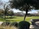 Green space and walking path with a mature shade tree in the foreground at 3480 E Sheffield Rd, Gilbert, AZ 85296