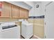 Bright laundry room with modern washer and dryer, upper cabinets, and a clean and functional design at 4906 S Verbena Ave, Gilbert, AZ 85298