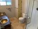 Bathroom featuring dual sinks, tile floor, walk-in shower, and ample storage at 6841 E Vista Dr, Paradise Valley, AZ 85253