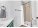 Bright bathroom featuring a tiled walk-in shower and modern fixtures at 745 N Dobson Rd # 144, Mesa, AZ 85201