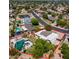Aerial view of the home with the backyard pool and spacious lot at 1452 E Gary St, Mesa, AZ 85203