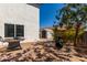 Outdoor patio with a view of storage shed and privacy landscaping at 2934 S Woodruff Cir, Mesa, AZ 85212