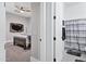 View of bedroom and adjacent bathroom with shower at 3010 E Fruitvale Ave, Gilbert, AZ 85297
