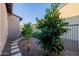 Landscaped backyard with stone pathway and lush trees in a private, serene setting at 30404 N 131St Dr, Peoria, AZ 85383
