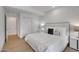 Bright bedroom with white walls, hardwood floors, closet with sliding doors, and comfortable furnishings at 7117 E Rancho Vista Dr # 6007, Scottsdale, AZ 85251