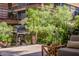 Cozy patio area with a grill, comfortable seating, and well-maintained landscaping at 7167 E Rancho Vista Dr # 3002, Scottsdale, AZ 85251