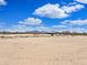 Expansive desert backyard with arid landscape, blue skies, and distant mountain views at 50525 W Whirly Bird Rd, Maricopa, AZ 85139