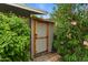Close-up of a charming shed that's surrounded by vibrant greenery at 5332 N 81St Pl, Scottsdale, AZ 85250