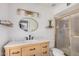 Bathroom vanity with updated lighting and walk-in shower at 837 W Keating Ave, Mesa, AZ 85210