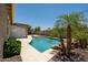 Sparkling backyard swimming pool with a rock feature and surrounding landscaping at 5737 W Hidalgo Ave, Laveen, AZ 85339