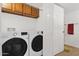 Laundry room with appliances, upper cabinets, and a convenient layout at 8651 E Royal Palm Rd # 121, Scottsdale, AZ 85258