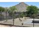View of backyard with wrought iron fencing and desert landscaping at 18717 N 267Th Dr, Buckeye, AZ 85396