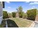 Backyard featuring manicured bushes, desert landscaping, and artificial grass at 26943 N 74Th Ave, Peoria, AZ 85383