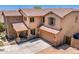 Aerial view of a beautiful two-story home with stone accents, a well-kept lawn, and ample parking space at 3760 W Lapenna Dr, New River, AZ 85087