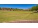 Community greenbelt with lush green grass, trees and views of houses and mountains in the distance at 3760 W Lapenna Dr, New River, AZ 85087