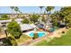 Aerial view showing backyard pool and home's roof at 5127 E Tamblo Dr, Phoenix, AZ 85044