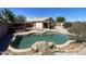 Inviting backyard pool area, perfect for outdoor relaxation and entertainment, features a stone surround and private patio at 8738 W Griswold Rd, Peoria, AZ 85345