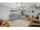 Inviting living room with comfortable seating, a ceiling fan, and a sliding glass door leading to the backyard at 14938 W Mauna Loa Ln, Surprise, AZ 85379