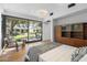 Inviting bedroom with expansive windows offering views of the lush, landscaped backyard at 325 W Solano Dr, Phoenix, AZ 85013