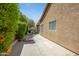 Spacious side yard with lush greenery, patio seating, drought-tolerant landscaping, and desert foliage at 4131 E Cascalote Dr, Cave Creek, AZ 85331