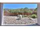 Landscaped backyard featuring decorative rocks, desert plants, and a large ceramic vase at 43561 W Snow Dr, Maricopa, AZ 85138