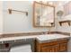 Bathroom with a tiled counter and backsplash plus a storage cabinet at 125 E Loma Ln, Phoenix, AZ 85020