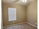 Carpeted bedroom featuring a ceiling fan, window, and light-colored walls at 6376 W Adobe Dr, Glendale, AZ 85308