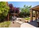 Backyard showcases desert landscaping, putting green, outdoor seating area, and covered patio at 11103 E Blue Sky Dr, Scottsdale, AZ 85262