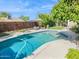 Lush backyard featuring a well-maintained pool with a patio set and mature trees for shade at 2236 E Sierra St, Phoenix, AZ 85028