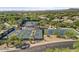 Aerial view of community tennis and pickleball courts with ramadas and landscaping throughout at 33317 N 71St St, Scottsdale, AZ 85266