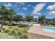 Community pool featuring lounge chairs, umbrellas, and lush landscaping at 663 W Flintlock Way, Chandler, AZ 85286