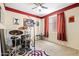Bedroom with drum set, unique carpets and decor at 4614 E Reins Rd, Gilbert, AZ 85297