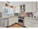 The bright kitchen features stainless steel appliances, tile backsplash, and modern finishes at 9280 E Davenport Dr, Scottsdale, AZ 85260