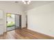 Dining area with sliding glass doors leading to a backyard with green grass at 10212 E Caballero St, Mesa, AZ 85207