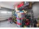 Well-organized garage with storage shelves, bikes, and bins for maximum storage and convenience at 32359 N 129Th Dr, Peoria, AZ 85383