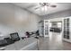 Spacious office area with french doors and wood-look tile flooring at 32359 N 129Th Dr, Peoria, AZ 85383