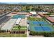 Bird's eye view of tennis and bocce ball courts, plus community building at 520 S Greenfield Rd # 7, Mesa, AZ 85206
