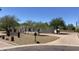 Single-story home features desert landscaping with mature trees and a circular driveway, adding to the property's charm at 7044 E Ann Way, Scottsdale, AZ 85254