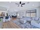 Open concept living room with modern decor, eat in kitchen, and back yard view at 8501 W Highland Ave, Phoenix, AZ 85037