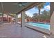 Covered patio featuring a built-in pizza oven and BBQ, with views of the refreshing pool at 14609 S 24Th Way, Phoenix, AZ 85048