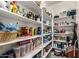 A well-organized pantry with multiple shelves stocked with various food items and household supplies at 21022 E Arroyo Verde Ct, Queen Creek, AZ 85142